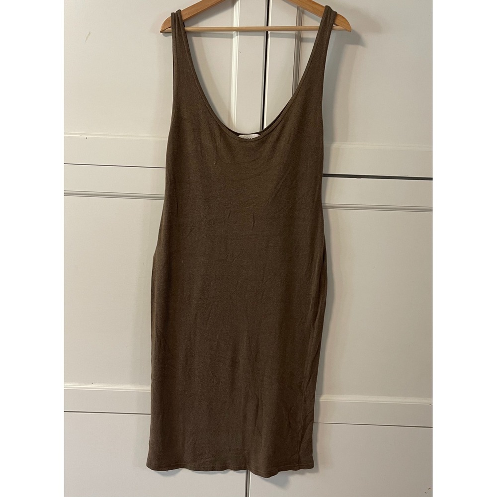 Taylor Jay Womens Brown Sleeveless Bodycon Scoop Neck Midi Dress XL Made in USA